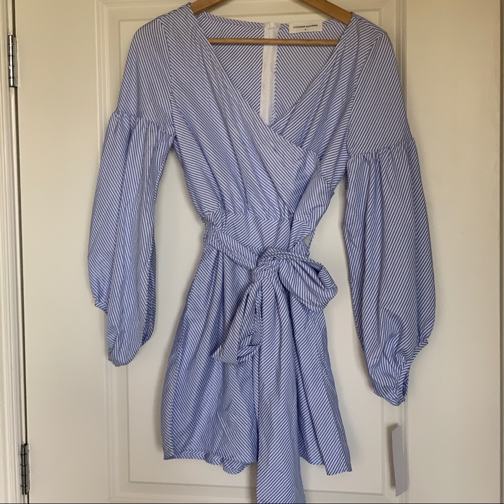 Blue and White Striped Romper